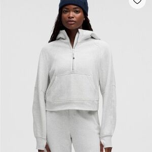 Lululemon Scuba Oversized Half-Zip Hoodie Heathered Ultra Light Gray size m/l